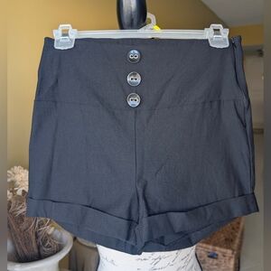 Madrag Black High Rise Button Detail Women's Shorts Size Small